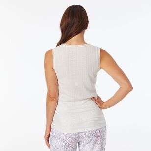 Sash & Rose Women's Pointelle Thermal Vest White