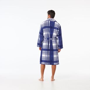 Nic Morris Men's Printed Fleece Gown Blue Check