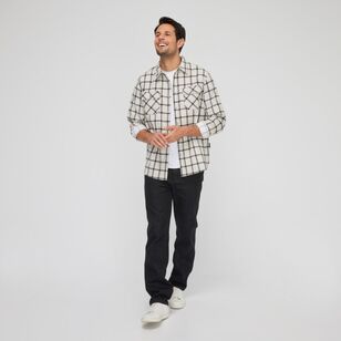 JC Lanyon Essentials Men's Coburn Printed Flannel Shirt Natural Check
