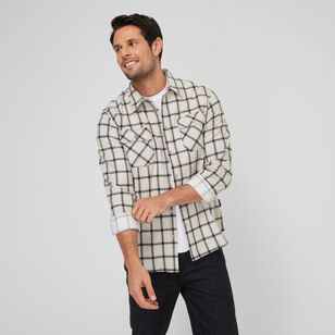JC Lanyon Essentials Men's Coburn Printed Flannel Shirt Natural Check