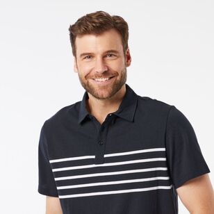 JC Lanyon Men's Hodder Chest Stripe Jersey Polo Black