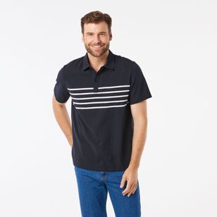 JC Lanyon Men's Hodder Chest Stripe Jersey Polo Black