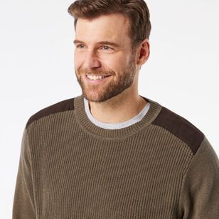 JC Lanyon Men's Franklin Fisherman Rib Knit Dark Olive