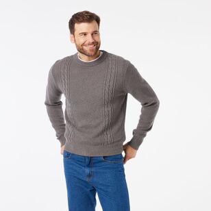 JC Lanyon Men's Kingston Cable Crew Knit Mid Grey