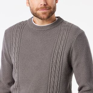 JC Lanyon Men's Kingston Cable Crew Knit Mid Grey