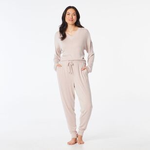 Sash & Rose Women's Supersoft Jersey Slouch Jogger Oatmeal