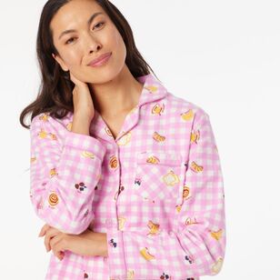 Sash & Rose Women's Flannelette PJ Set Gingham Pink