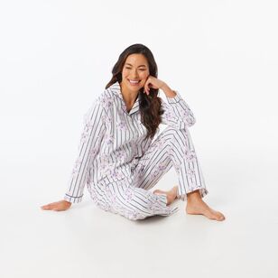 Sash & Rose Women's Flannelette PJ Set Stripe