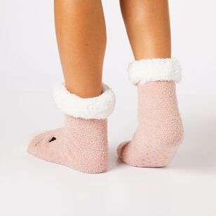 Sash & Rose Women's Fuzzy Sherpa Knitted Sock Animal