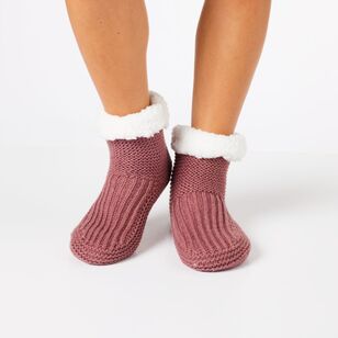 Sash & Rose Women's Knitted Bootie Sock Grape