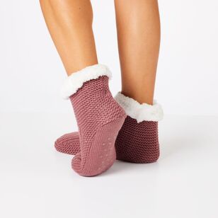 Sash & Rose Women's Knitted Bootie Sock Grape