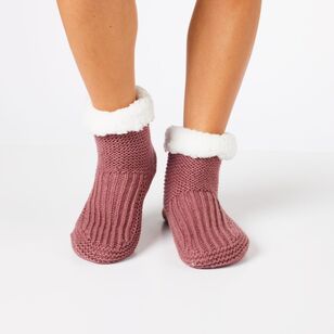 Sash & Rose Women's Knitted Bootie Sock Grape