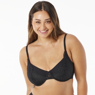 Sash & Rose Women's Emily Lace & Micro Underwire Bra Black