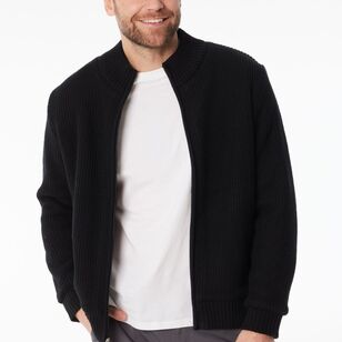 JC Lanyon Men's Watton Sherpa Lined Zip Knit Black