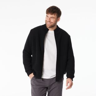 JC Lanyon Men's Watton Sherpa Lined Zip Knit Black