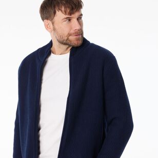 JC Lanyon Men's Watton Sherpa Lined Zip Knit Navy