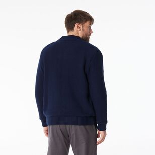 JC Lanyon Men's Watton Sherpa Lined Zip Knit Navy