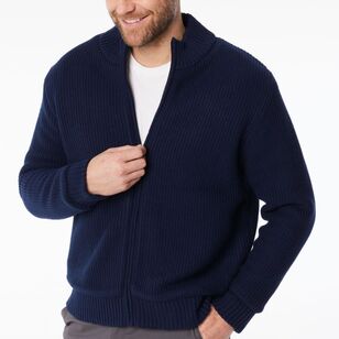 JC Lanyon Men's Watton Sherpa Lined Zip Knit Navy