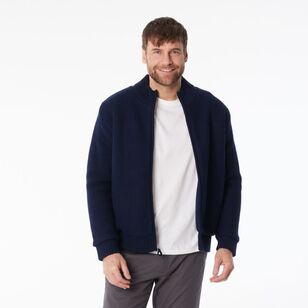 JC Lanyon Men's Watton Sherpa Lined Zip Knit Navy