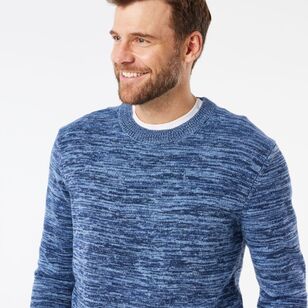 JC Lanyon Men's Lockhart Space Dye Crew Neck Knit Blue Mix