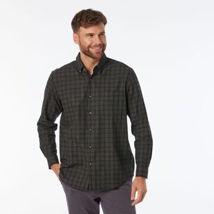 JC Lanyon Men's Thorpe Check Brushed Long Sleeve Shirt Khaki