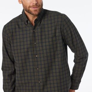 JC Lanyon Men's Thorpe Check Brushed Long Sleeve Shirt Khaki