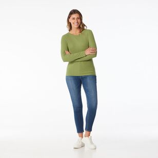 Khoko Collection Women's Long Sleeve Rib Tee Avocado