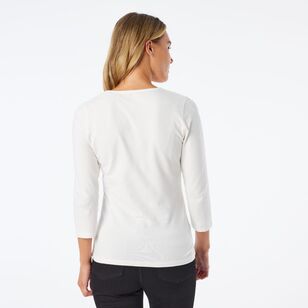 Khoko Collection Women's Faced Neck Tee Ivory