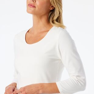 Khoko Collection Women's Faced Neck Tee Ivory