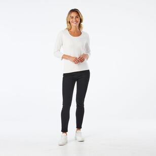 Khoko Collection Women's Faced Neck Tee Ivory