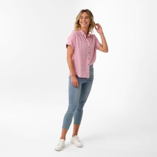 Khoko Collection Women's Linen Shirt Mid Pink