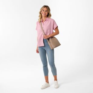 Khoko Collection Women's Linen Shirt Mid Pink