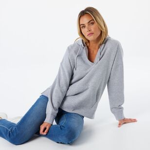 Khoko Collection Women's Fleece Hoodie Grey Marle