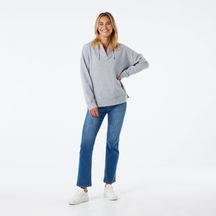 Khoko Collection Women's Fleece Hoodie Grey Marle