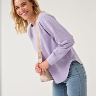 Khoko Collection Women's Curved Hem French Terry Sweat Lilac