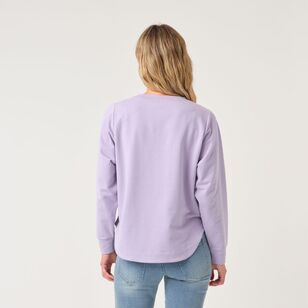 Khoko Collection Women's Curved Hem French Terry Sweat Lilac