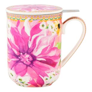 Maxwell & Williams Teas & C's Dahlia Daze 340 ml Lidded Mug with Infuser Pink