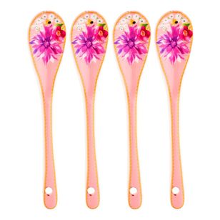 Maxwell & Williams Teas & C's Dahlia Daze Ceramic Teaspoon 4 Pack Pink