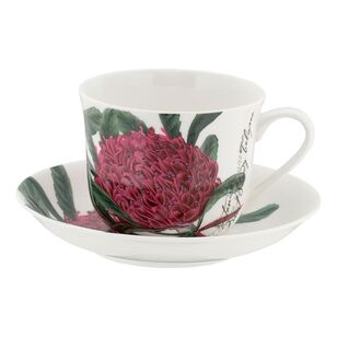 Maxwell & Williams Royal Botanic Gardens 450 ml Australian Botanics Breakfast Cup & Saucer Set Telopea