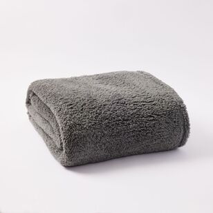 Soren Teddy Fleece Throw Extra Large Charcoal 160 x 210 cm