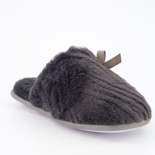 Sash & Rose Women's Aubrie Mule Slipper with Bow Charcoal