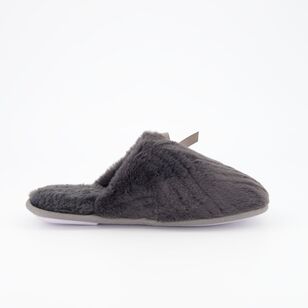 Sash & Rose Women's Aubrie Mule Slipper with Bow Charcoal