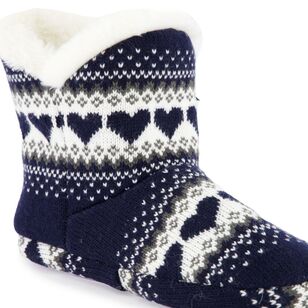 Sash & Rose Women's Aspen Knit Slipper Boot Navy