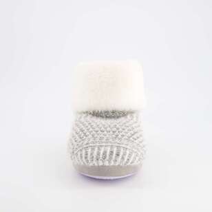 Sash & Rose Women's Maxine Knit Slipper Boot With Button Grey