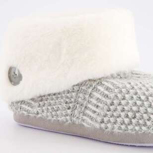 Sash & Rose Women's Maxine Knit Slipper Boot With Button Grey