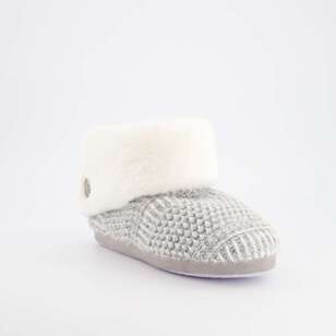 Sash & Rose Women's Maxine Knit Slipper Boot With Button Grey