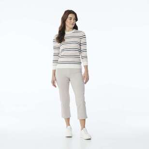 Khoko Smart Women's Varigated Multi Stripe Knit Ivory