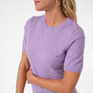 Khoko Smart Women's Tuck Stitch Short Sleeve Knit Lilac