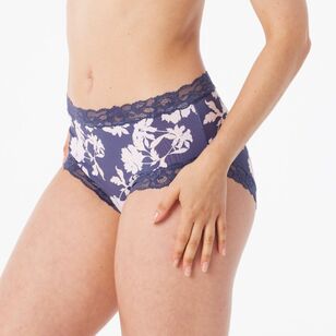 Sash & Rose Women's Print Micro & Lace Full Brief Floral Print