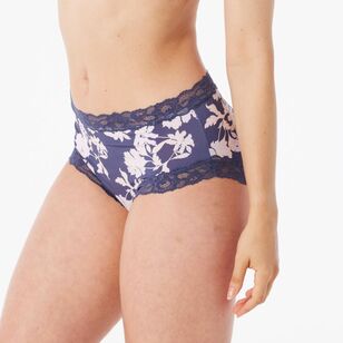 Sash & Rose Women's Print Micro & Lace Full Brief Floral Print